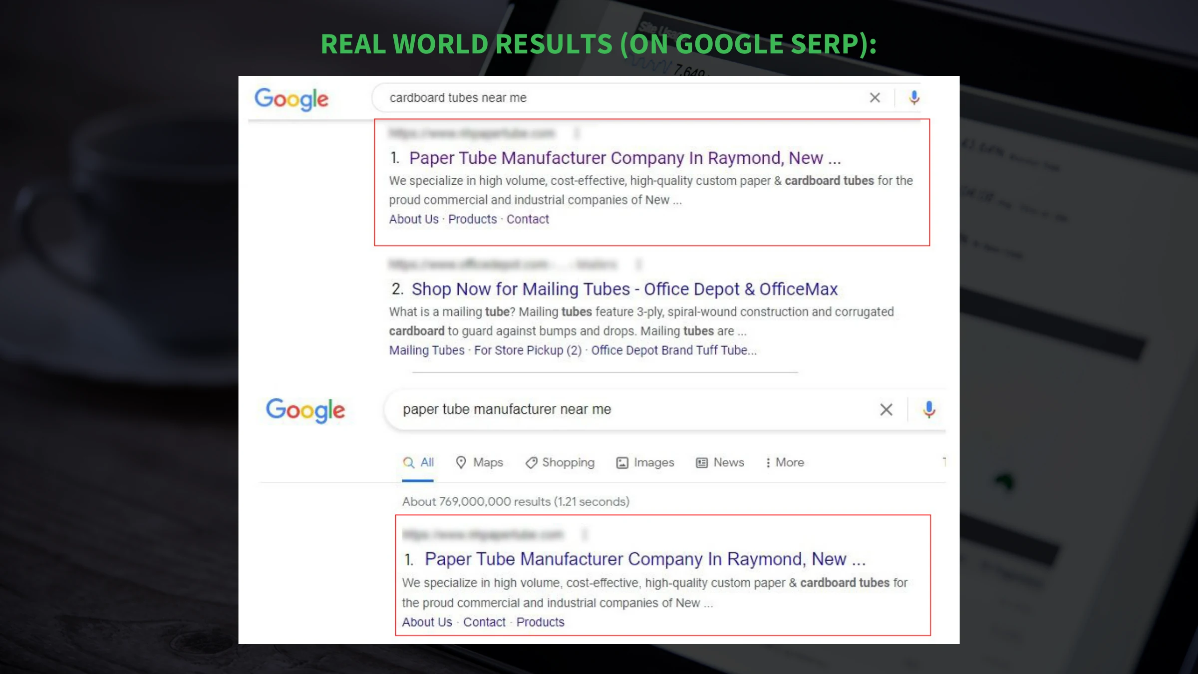 Search ranking evidence from the manufacturer SEO case study